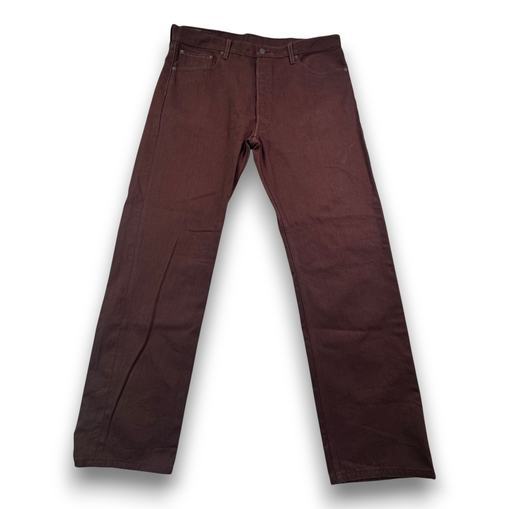 Levis 501 Mens Burgundy Straight Leg Button Fly Denim Jeans 40x34 Maroon